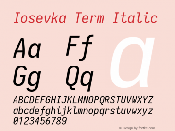 Iosevka Term Italic 1.13.3; ttfautohint (v1.6)图片样张