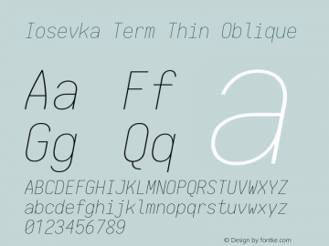 Iosevka Term Thin Oblique 1.13.3; ttfautohint (v1.6)图片样张