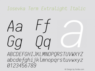 Iosevka Term Extralight Italic 1.13.3; ttfautohint (v1.6)图片样张