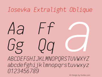 Iosevka Extralight Oblique 1.13.3; ttfautohint (v1.6)图片样张