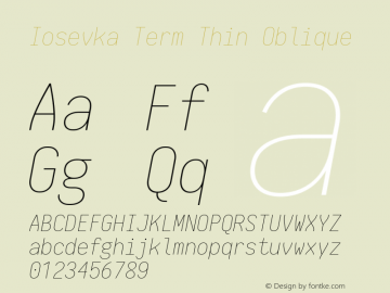 Iosevka Term Thin Oblique 1.13.3; ttfautohint (v1.6)图片样张