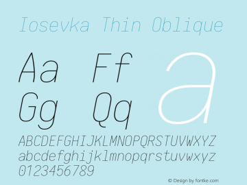 Iosevka Thin Oblique 1.13.3; ttfautohint (v1.6)图片样张