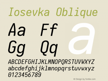 Iosevka Oblique 1.13.3; ttfautohint (v1.6)图片样张