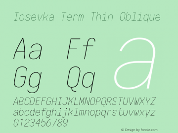 Iosevka Term Thin Oblique 1.13.3; ttfautohint (v1.6)图片样张