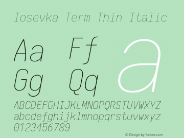 Iosevka Term Thin Italic 1.13.3; ttfautohint (v1.6)图片样张