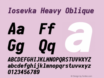 Iosevka Heavy Oblique 1.13.3; ttfautohint (v1.6) Font Sample