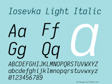 Iosevka Light Italic 1.13.3; ttfautohint (v1.6)图片样张