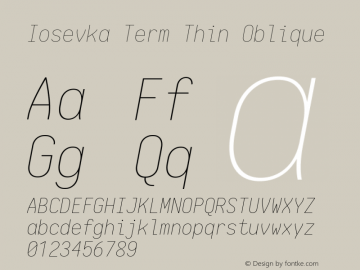 Iosevka Term Thin Oblique 1.13.3; ttfautohint (v1.6)图片样张