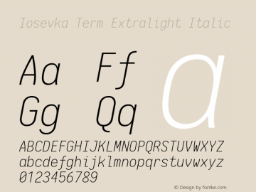 Iosevka Term Extralight Italic 1.13.3; ttfautohint (v1.6)图片样张