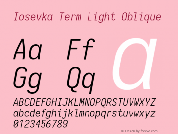 Iosevka Term Light Oblique 1.13.3; ttfautohint (v1.6)图片样张