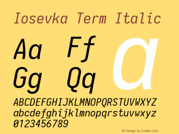 Iosevka Term Italic 1.13.3; ttfautohint (v1.6)图片样张