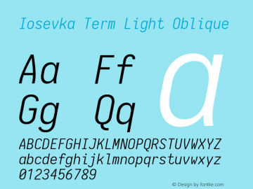 Iosevka Term Light Oblique 1.13.3; ttfautohint (v1.6)图片样张