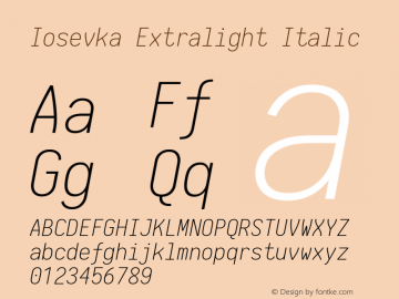 Iosevka Extralight Italic 1.13.3; ttfautohint (v1.6)图片样张