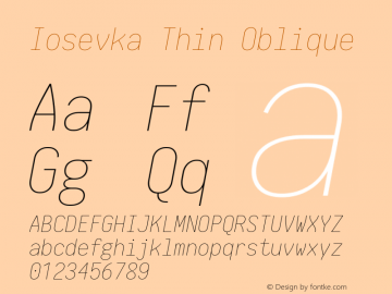 Iosevka Thin Oblique 1.13.3; ttfautohint (v1.6)图片样张