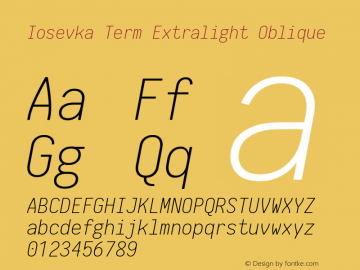 Iosevka Term Extralight Oblique 1.13.3; ttfautohint (v1.6)图片样张