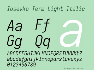 Iosevka Term Light Italic 1.13.3; ttfautohint (v1.6)图片样张