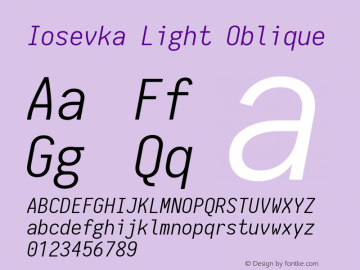 Iosevka Light Oblique 1.13.3; ttfautohint (v1.6)图片样张