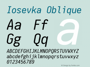 Iosevka Oblique 1.13.3; ttfautohint (v1.6) Font Sample