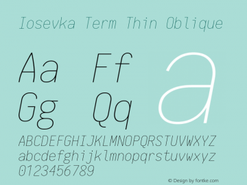 Iosevka Term Thin Oblique 1.13.3; ttfautohint (v1.6)图片样张