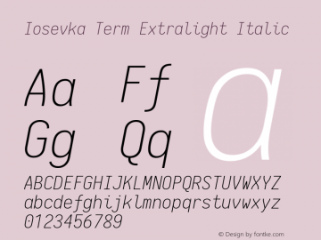 Iosevka Term Extralight Italic 1.13.3; ttfautohint (v1.6)图片样张