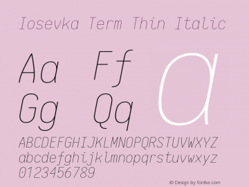 Iosevka Term Thin Italic 1.13.3; ttfautohint (v1.6)图片样张