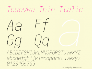 Iosevka Thin Italic 1.13.3; ttfautohint (v1.6)图片样张