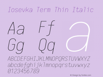 Iosevka Term Thin Italic 1.13.3; ttfautohint (v1.6)图片样张