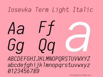 Iosevka Term Light Italic 1.13.3; ttfautohint (v1.6)图片样张