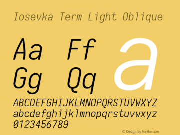 Iosevka Term Light Oblique 1.13.3; ttfautohint (v1.6)图片样张