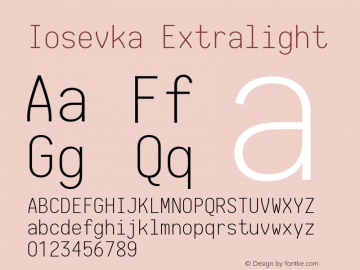 Iosevka Extralight 1.13.3; ttfautohint (v1.6) Font Sample