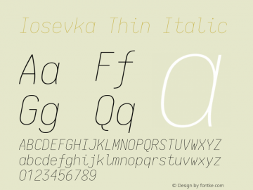 Iosevka Thin Italic 1.13.3; ttfautohint (v1.6)图片样张