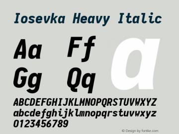 Iosevka Heavy Italic 1.13.3; ttfautohint (v1.6)图片样张