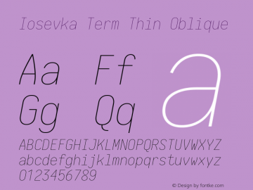 Iosevka Term Thin Oblique 1.13.3; ttfautohint (v1.6)图片样张