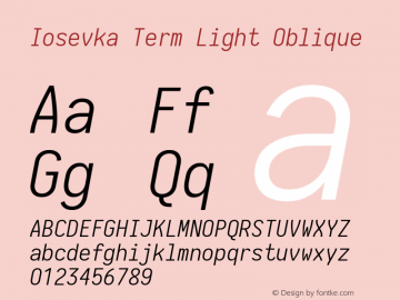 Iosevka Term Light Oblique 1.13.3; ttfautohint (v1.6)图片样张