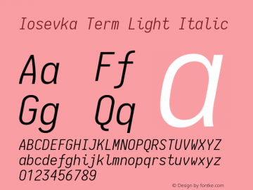 Iosevka Term Light Italic 1.13.3; ttfautohint (v1.6)图片样张