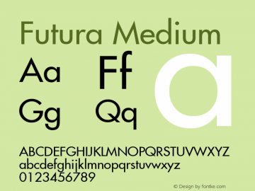 Futura Medium Macromedia Fontographer 4.1.5 8/10/05 Font Sample