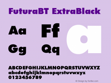 FuturaBT ExtraBlack Macromedia Fontographer 4.1.5 8/10/05图片样张