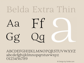 Belda-ExtraThin Version 1.000 Font Sample
