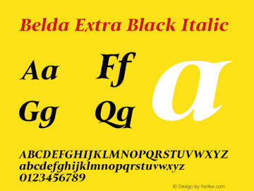 Belda Extra Black Italic Version 1.000 Font Sample