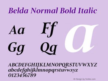 Belda Normal Bold Italic Version 1.000 Font Sample