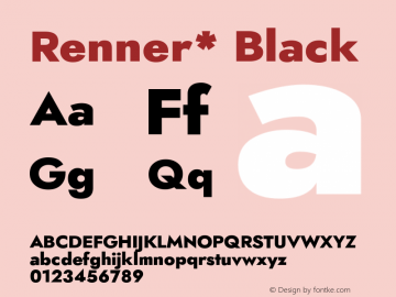 Renner* Black Version 002.000 ; ttfautohint (v0.97) -l 8 -r 50 -G 200 -x 14 -f dflt -w G Font Sample