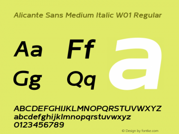 AlicanteSansMediumItalicW01MdIt Version 1.00 Font Sample