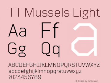 TT Mussels Light Version 1.000 Font Sample