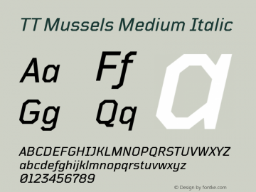 TT Mussels Medium Italic Version 1.000 Font Sample