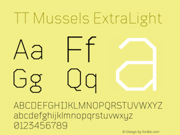 TTMussels-ExtraLight Version 1.000 Font Sample