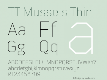 TTMussels-Thin Version 1.000 Font Sample