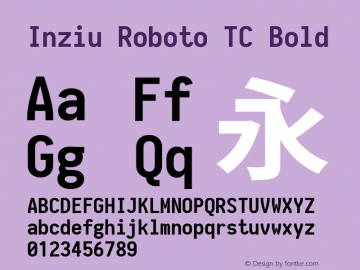 Inziu Roboto TC Bold Version 1.13.3图片样张