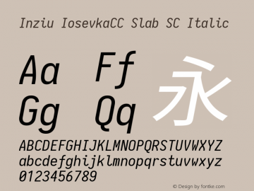 Inziu IosevkaCC Slab SC Italic Version 1.13.3图片样张