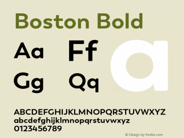 Boston Bold Version 1.001;PS 001.001;hotconv 1.0.88;makeotf.lib2.5.64775 Font Sample