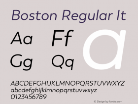 Boston Regular It Version 1.001;PS 001.001;hotconv 1.0.88;makeotf.lib2.5.64775 Font Sample